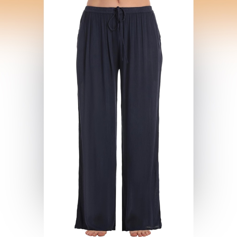 Rayon flowy Wide-Leg Pants with pockets